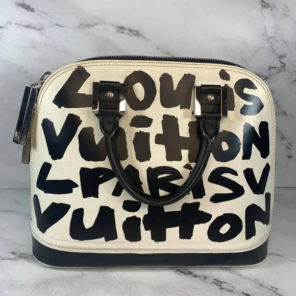 ❌❌ Louis Vuitton Graffiti Alma bag vintage tote Stephen Sprouse black/white - Picture 11 of 16